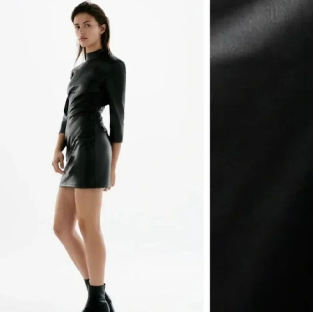 NWT Zara Faux Leather Cutout Back Mini Dress, Size M - Picture 4 of 10